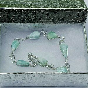 Natural Ocean Blue Dominican Larimar Gemstone Crystal Bracelet